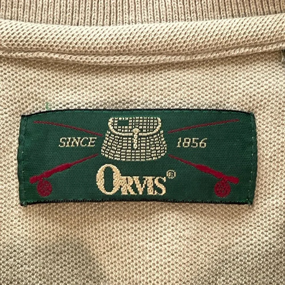 Orvis Men’s Large Shooting Shirt Hunting Beige Hook And Loop Chest Pad Button Up
